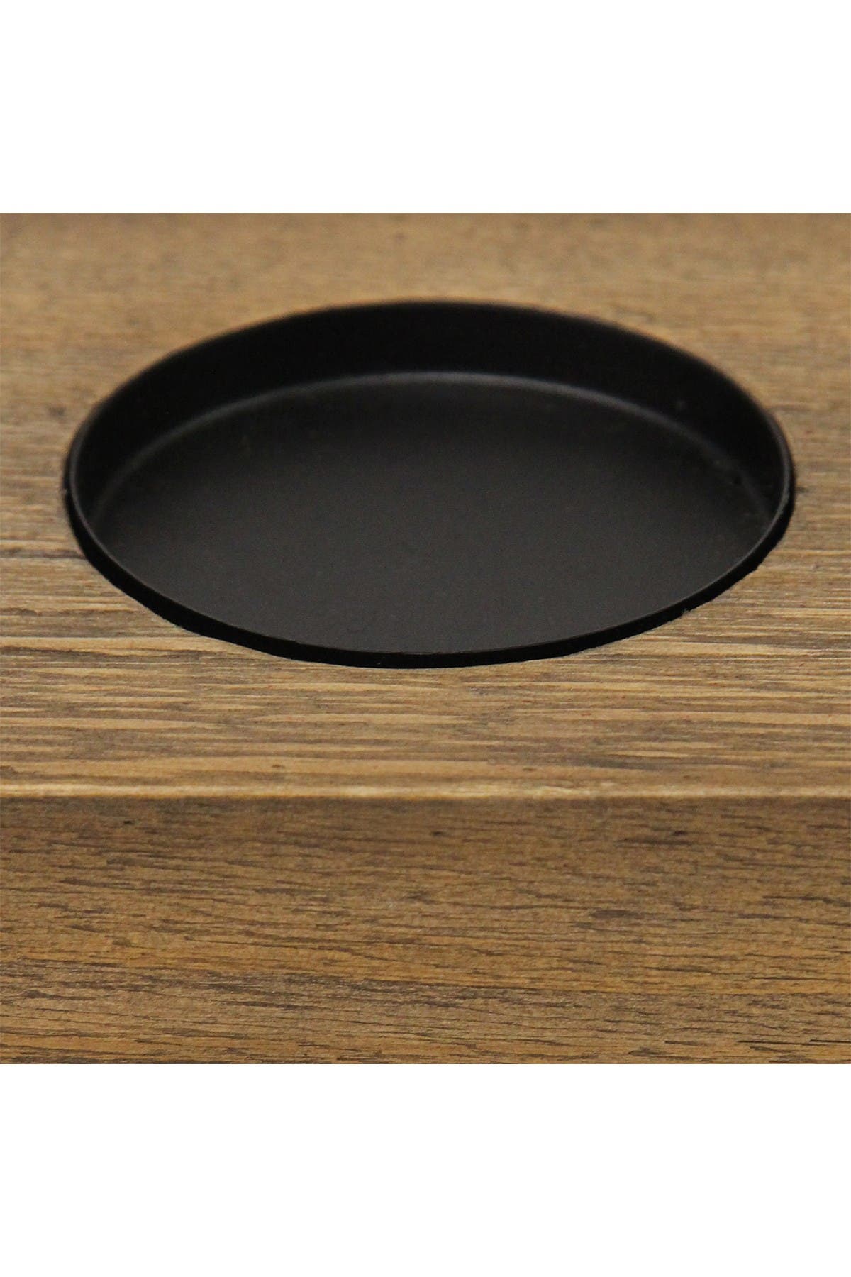STRATTON HOME DECOR Natural Wood/Black Rustic Candle Holder Centerpiece ...