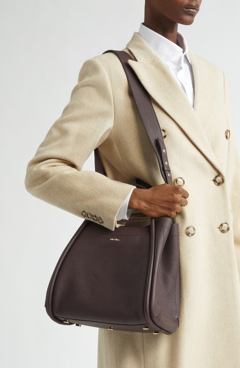 Max Mara Marine Grained Leather Tote, Alternate, color, Bordeaux