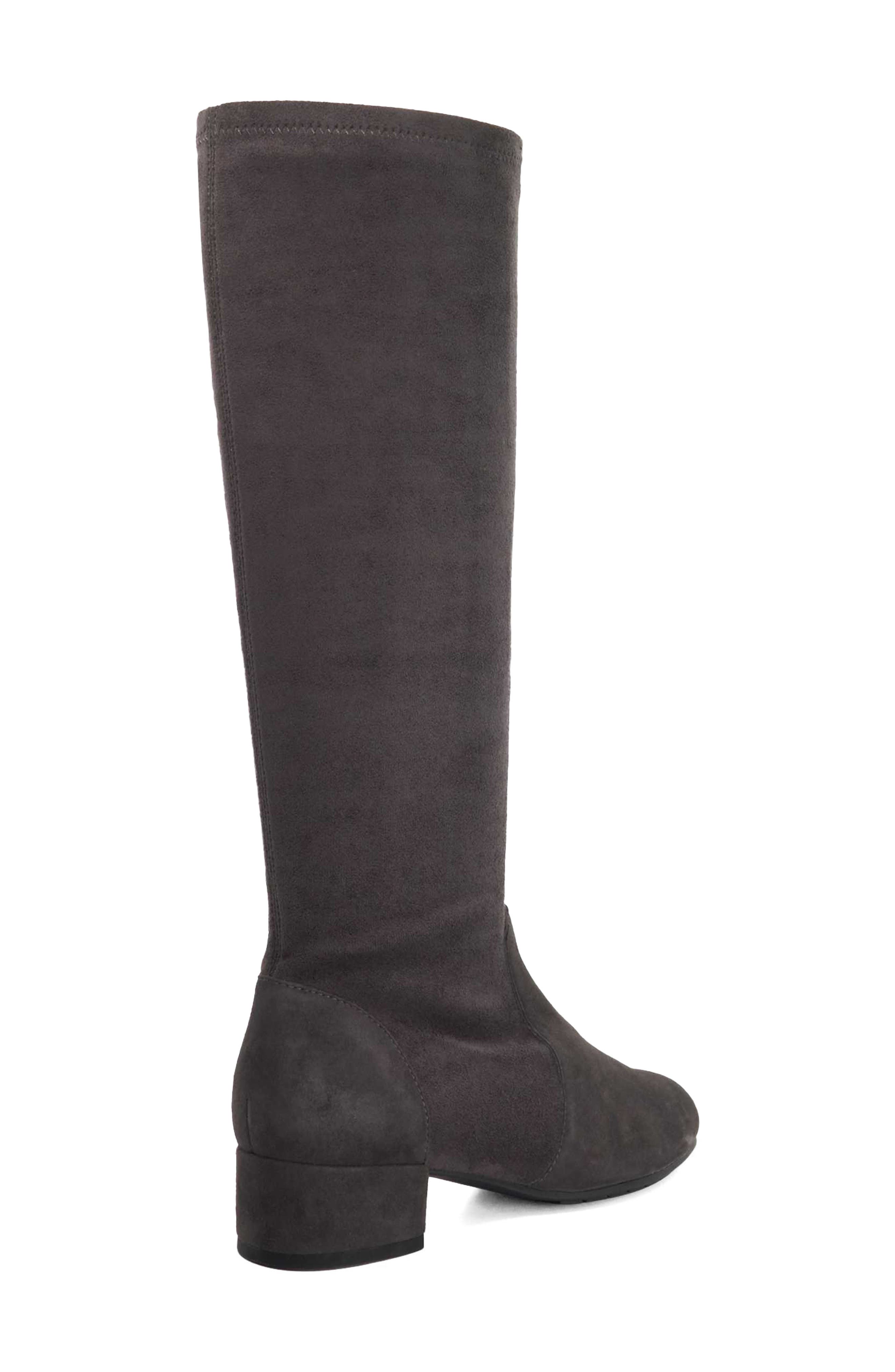 Topsys Tall Stretch Leather Boot, Alternate, color, DARK GREY