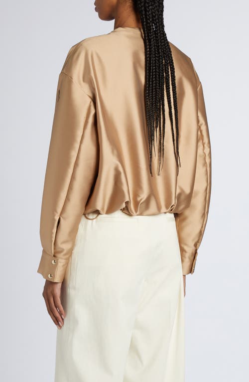 Shop Moncler Maupa Satin Bomber Jacket In Pastel Beige