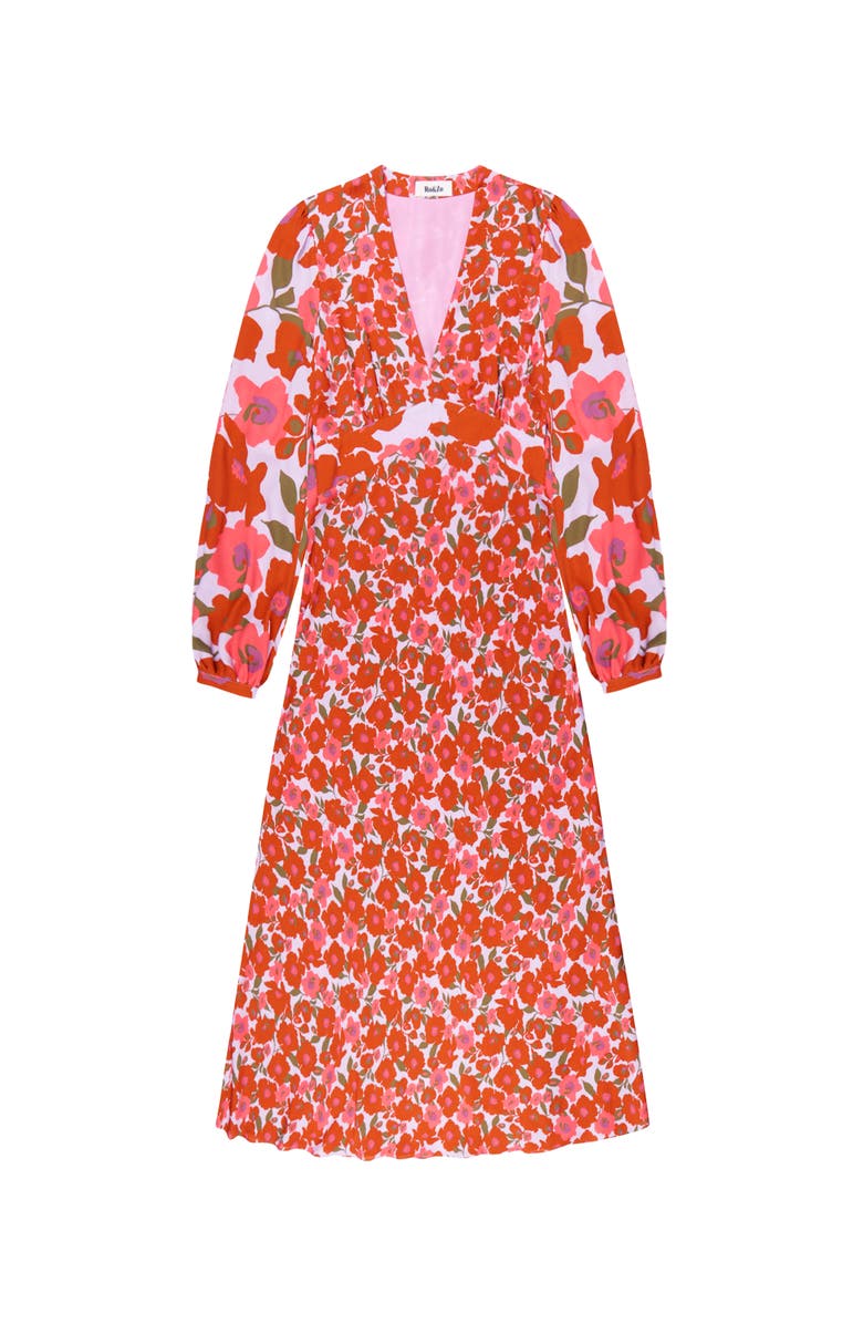 Ro&Zo Poppy Print Waist Detail Dress, Alternate, color, Lilac/Pink