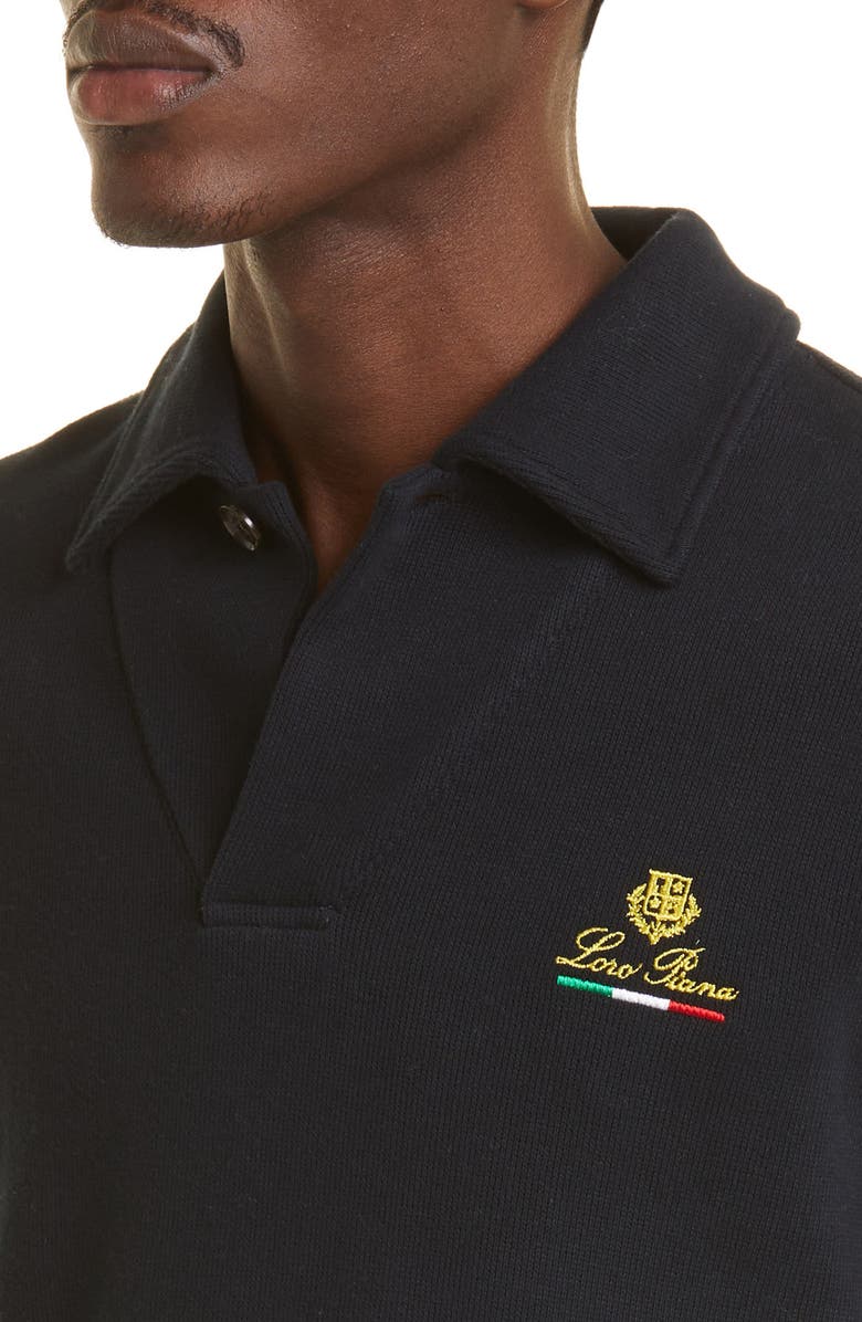 Loro Piana Horsey Long Sleeve Cotton Polo, Alternate, color,