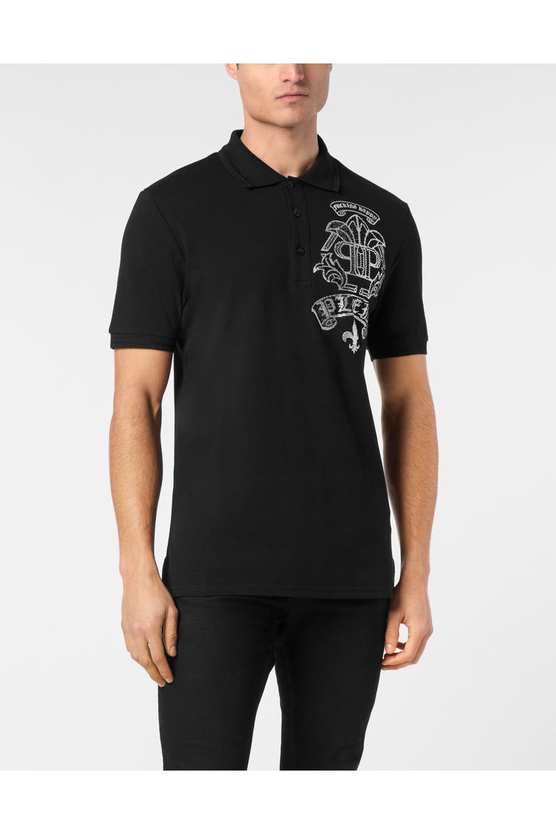 Polo Shirt Ss Strass Tattoo Men, Main, color, black