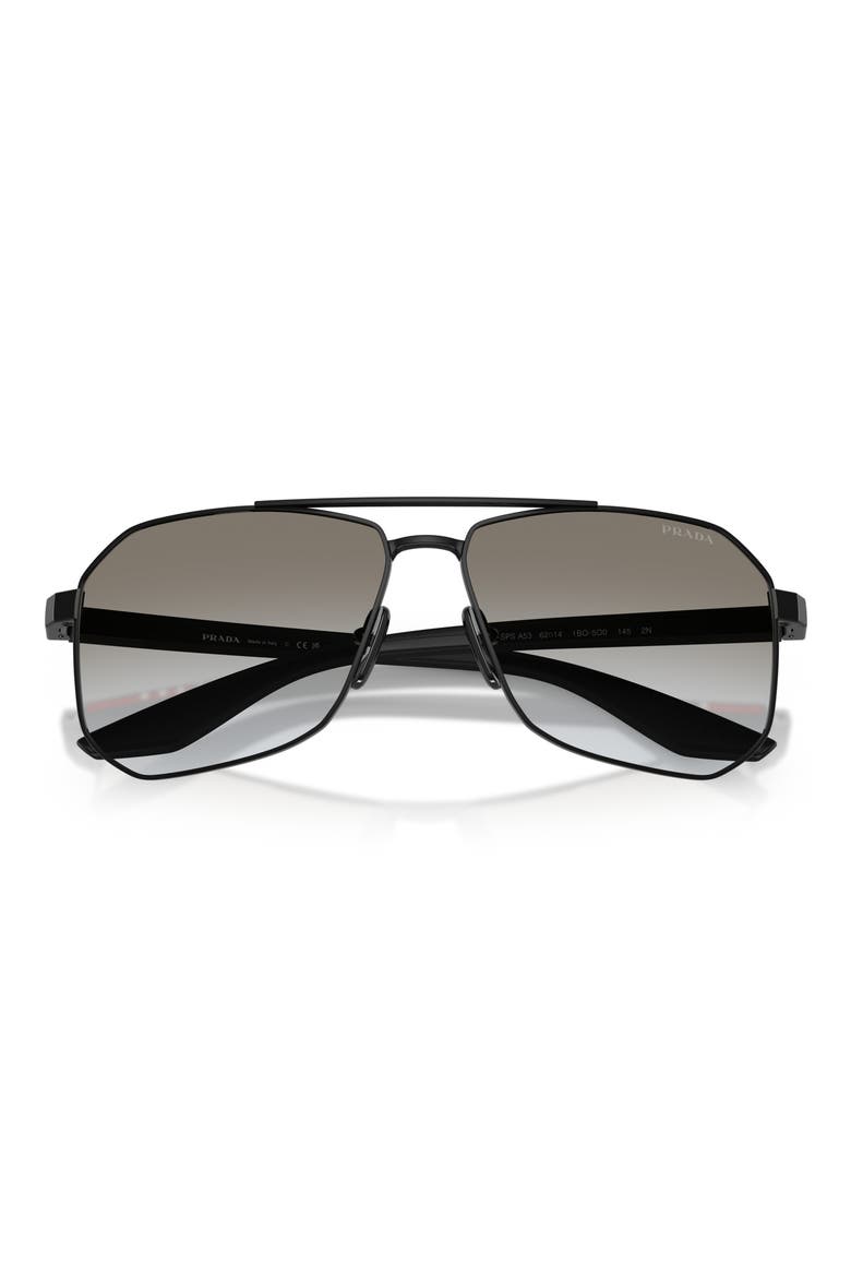 62mm Gradient Pilot Sunglasses, Alternate, color, MATTE BLACK
