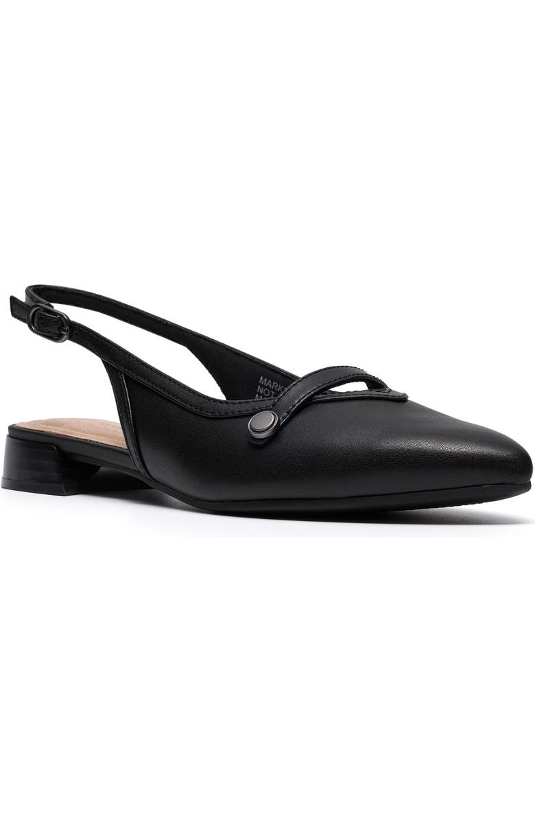 Clarks<sup>®</sup> Natalyn Pointed Toe Slingback Flat, Main, color, Black Leather