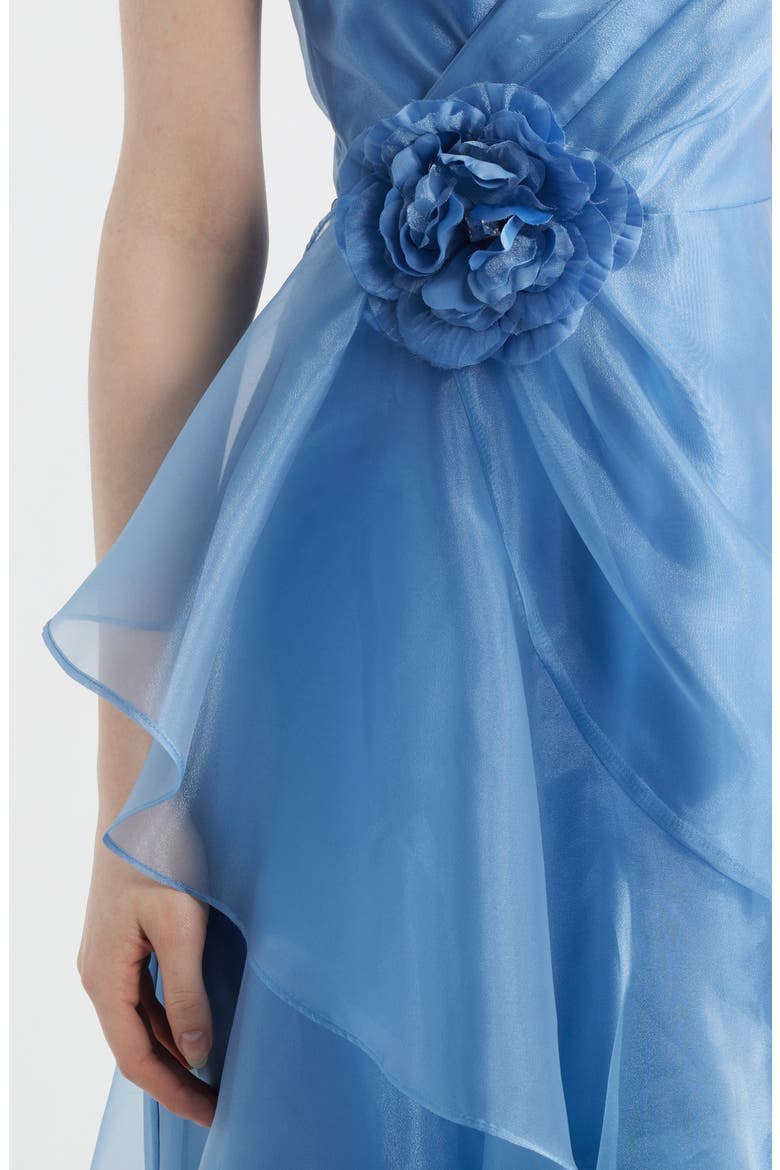 Ruffle Sleeveless Organza Gown, Alternate, color, LAKE