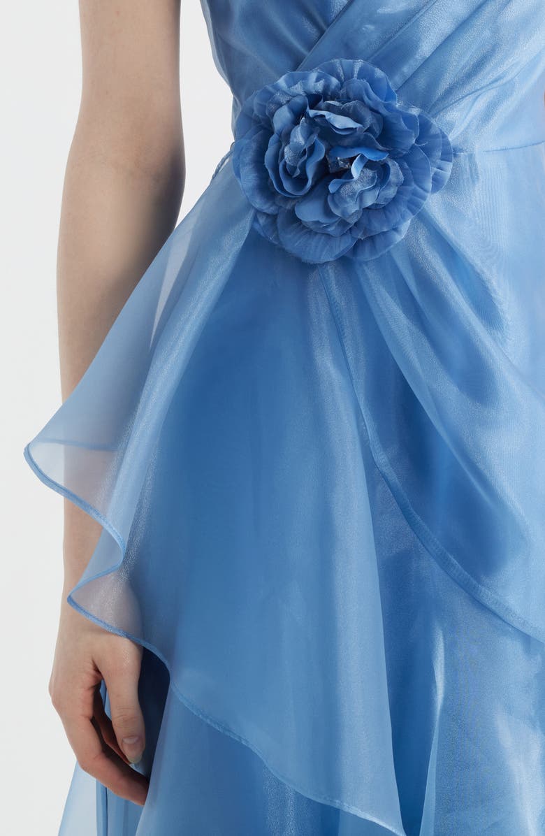 Eliza J Ruffle Sleeveless Organza Gown, Alternate, color, 