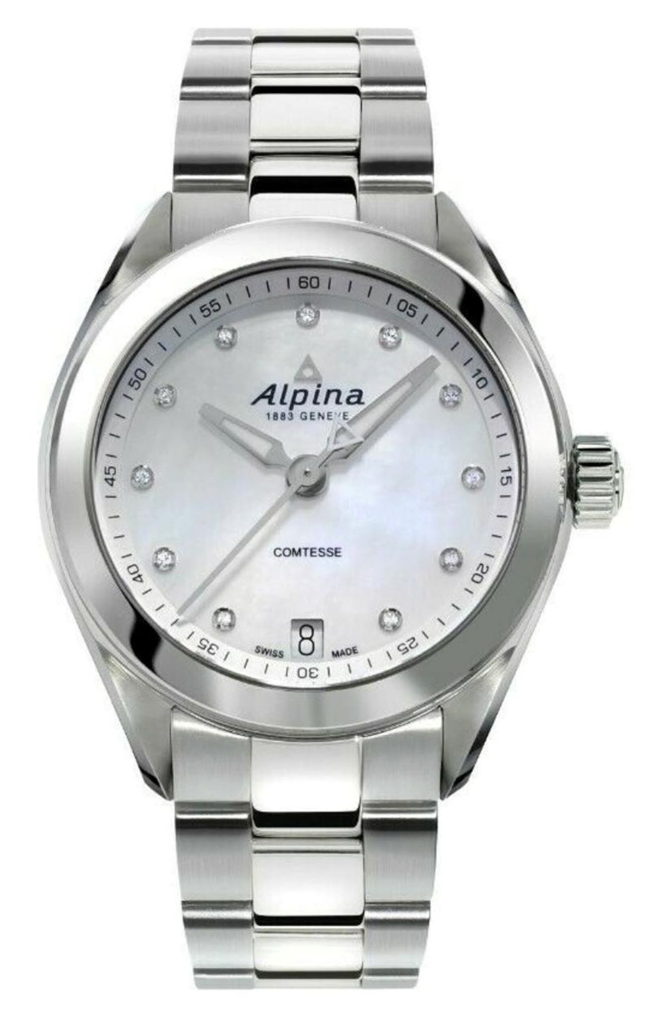 Comtesse Mother-of-Pearl & Diamond Bracelet Watch, 34mm