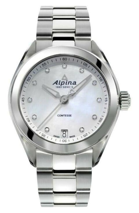 Comtesse Mother-of-Pearl & Diamond Bracelet Watch, 34mm