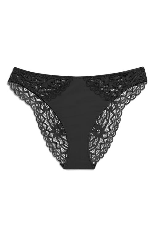 Etam Dream Lace & Microfiber Briefs In Black