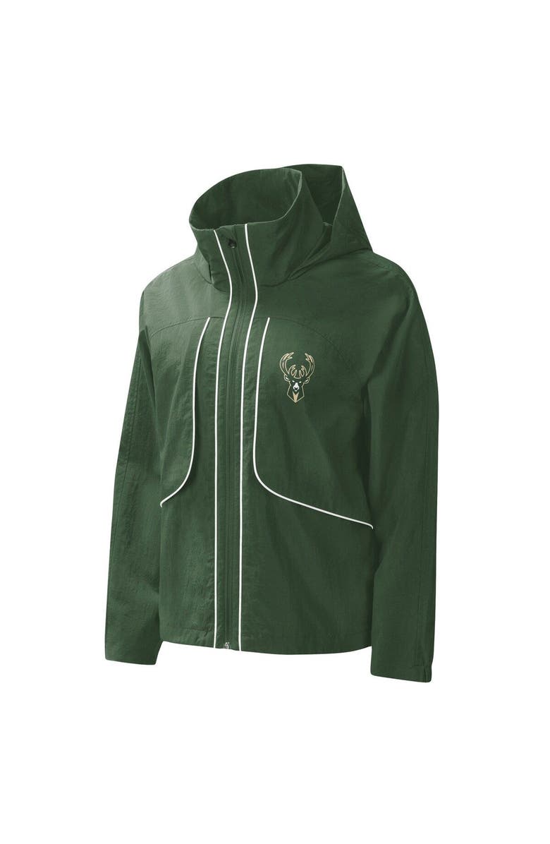 G-III 4HER BY CARL BANKS Women's G-III 4Her by Carl Banks Hunter Green Milwaukee Bucks Last Shot Full-Zip Hoodie, Alternate, color, Hunter Green
