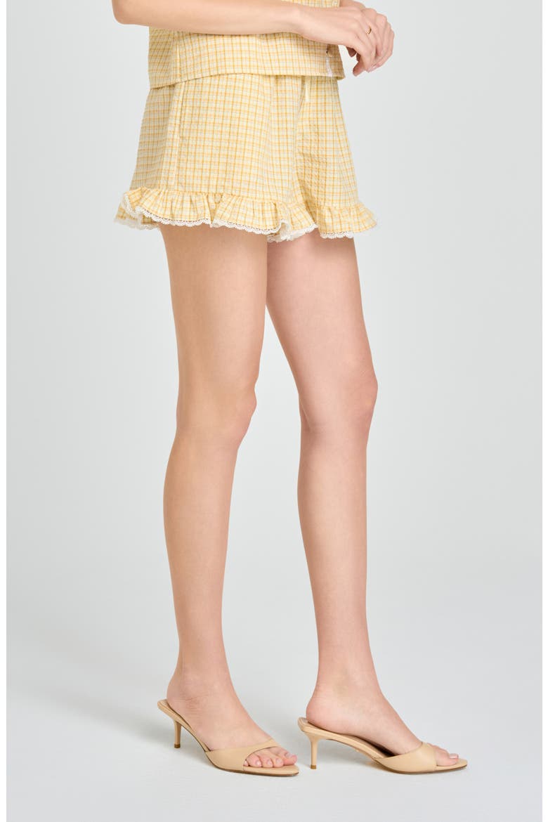 Emma Ruffle Lace Trim Shorts, Alternate, color, YELLOW