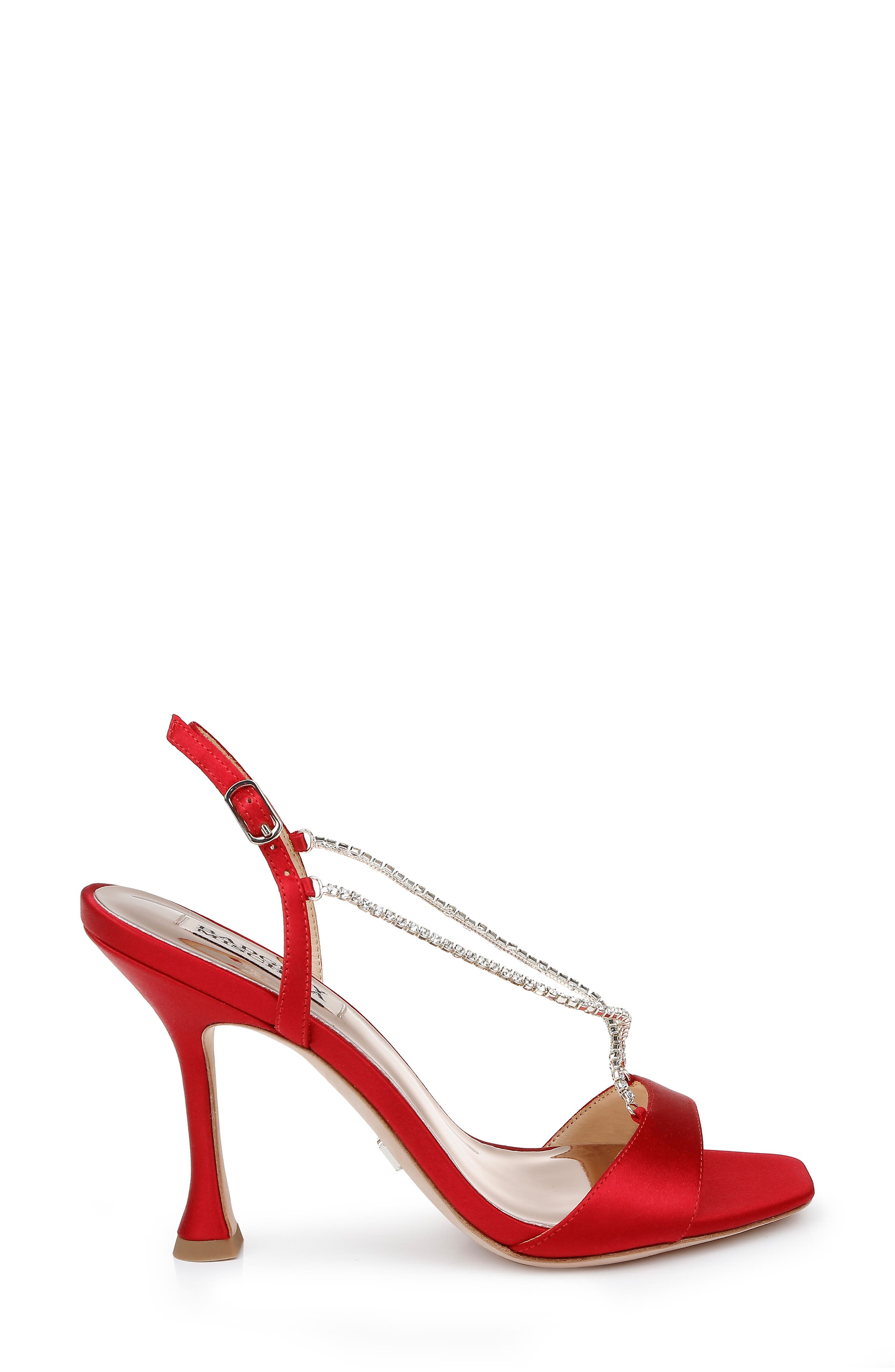 Neville Jeweled Strap Sandal, Alternate, color, RED SATIN