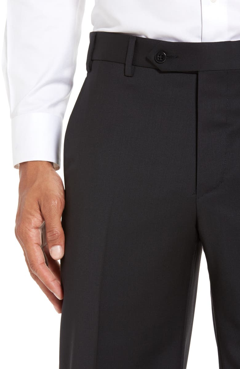 Zanella Devon Flat Front Classic Fit Solid Wool Serge Dress Pants, Alternate, color,