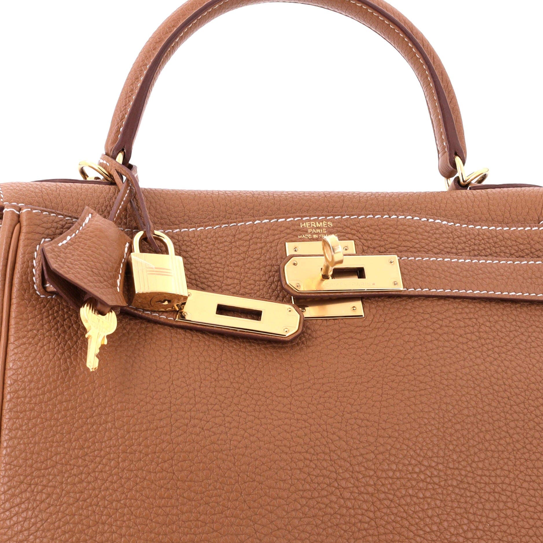 Pre-Owned Hermes Kelly Handbag Brown Togo with Gold Hardware 28, Alternate, color, Gold