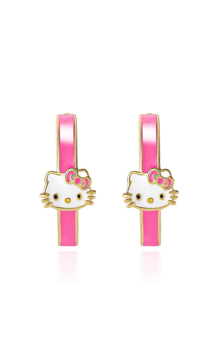 Hello Kitty Enamel Pink Post Hoop Earrings, Alternate, color,