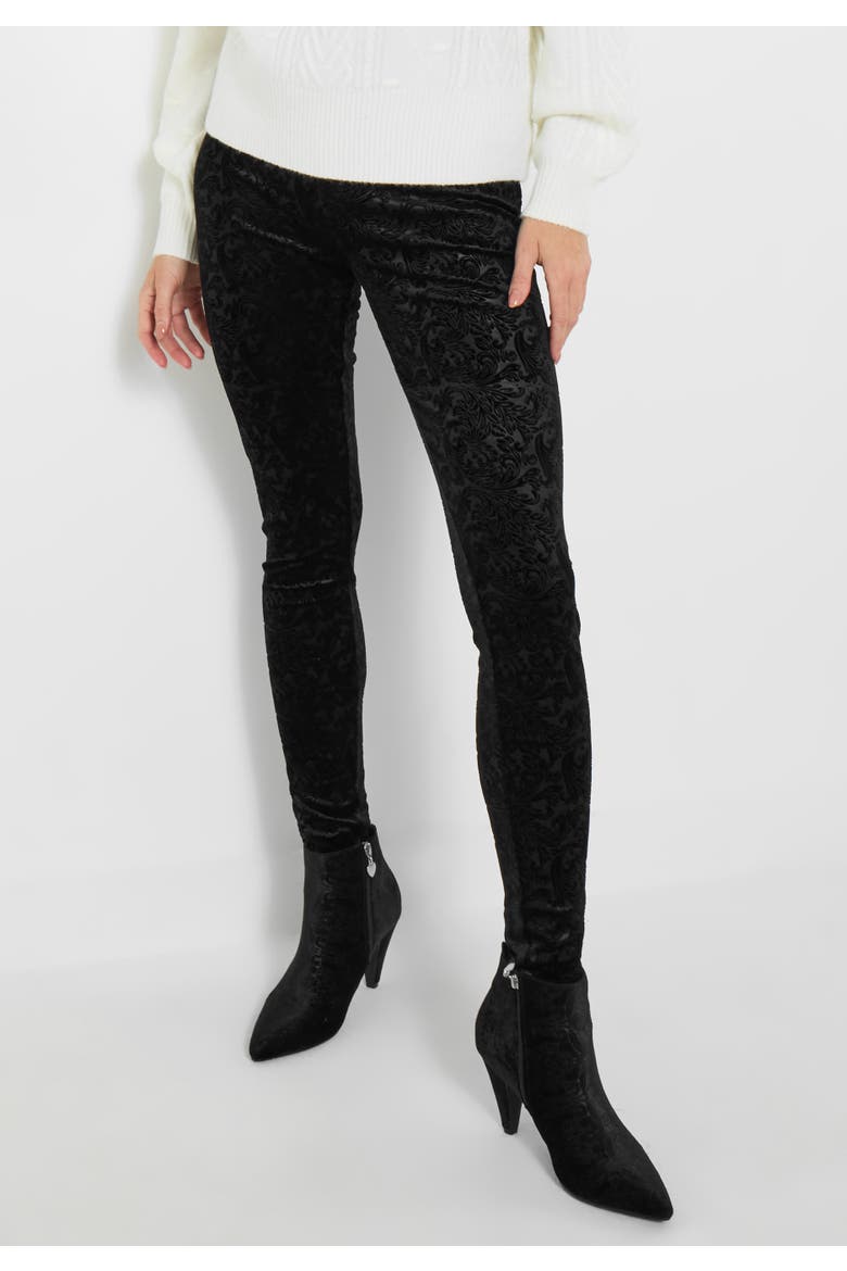 Stretch Velvet Legging, Main, color, BLACK PAISLEY