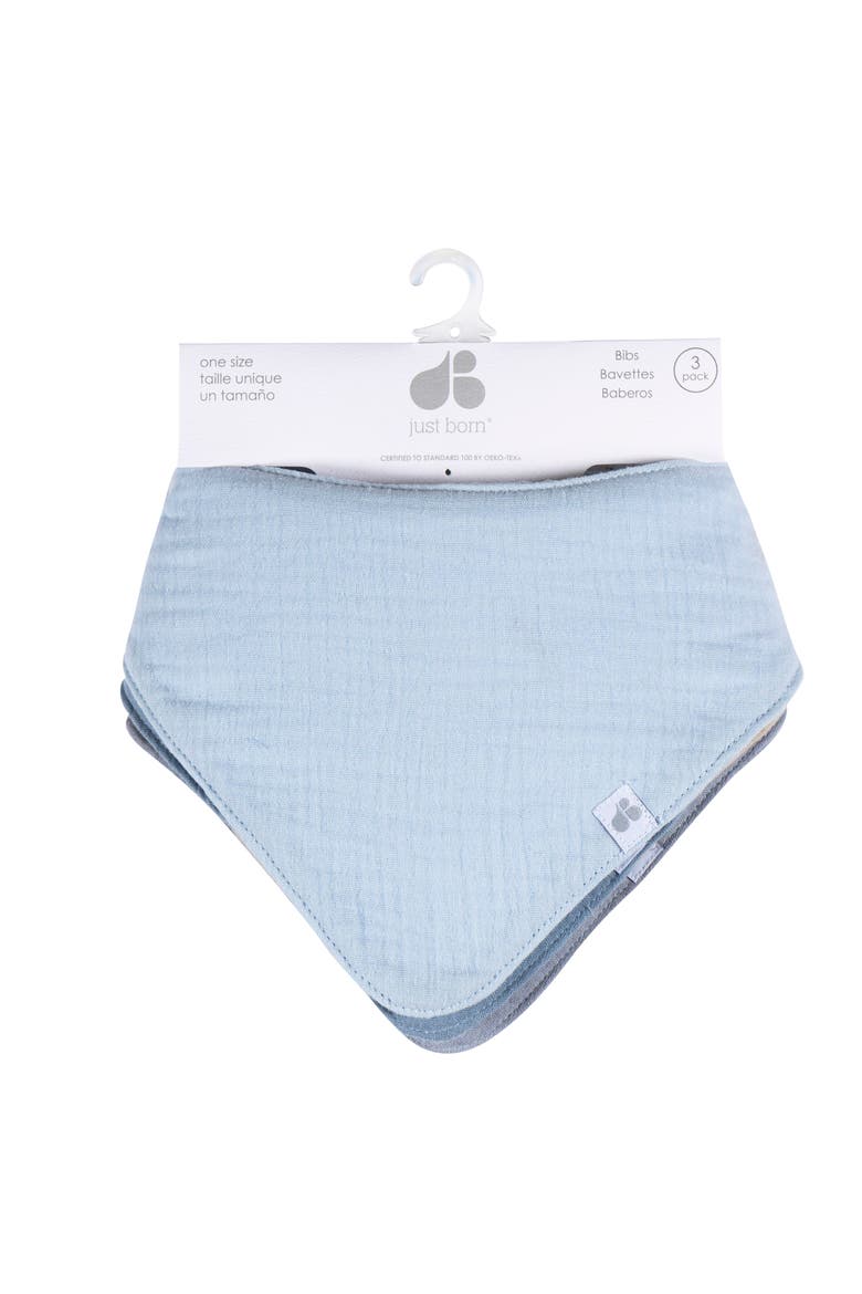 Muslin Bandana Bibs 4-Pack Blues, Alternate, color, Blues