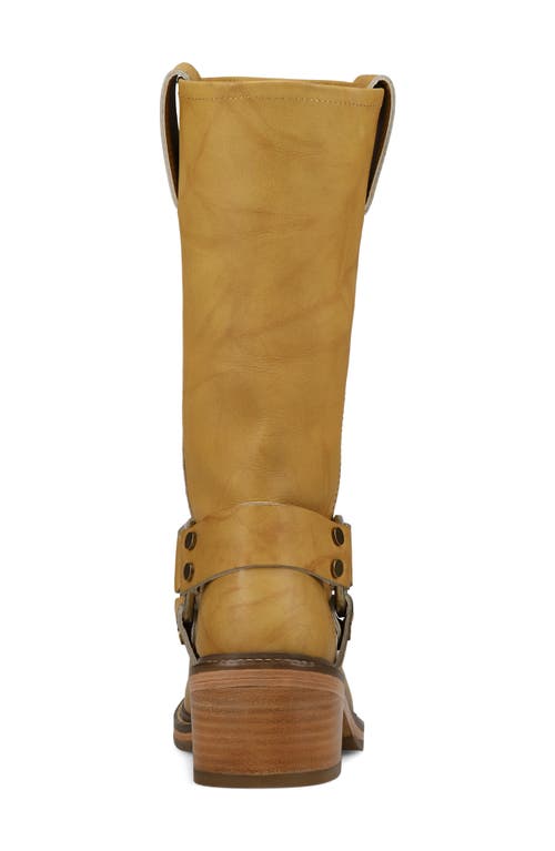 Frye Kate Harness Block Heel Tall Boots In Yellow
