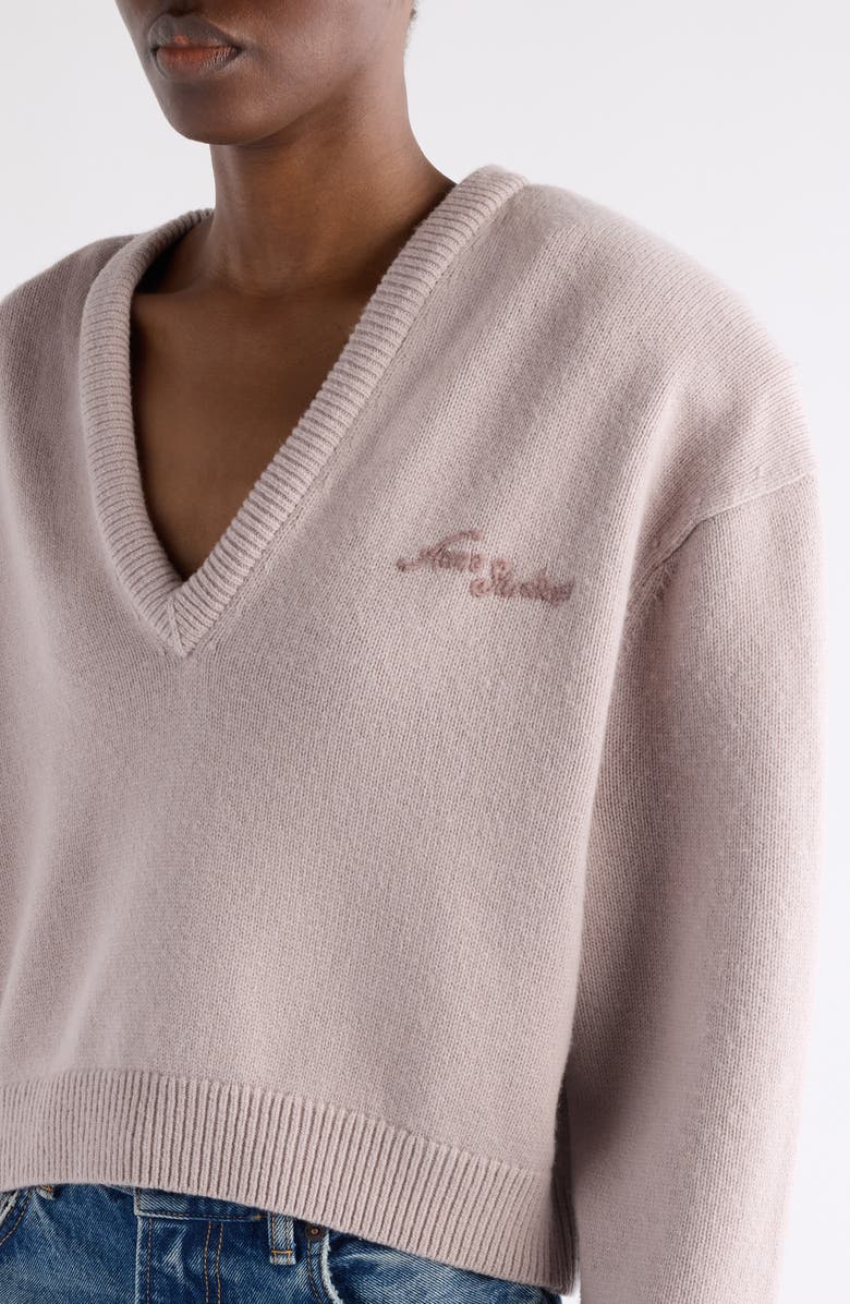 Acne Studios Kolid Richard Yak Hair & Wool V-Neck Crop Sweater, Alternate, color, Pale Grey