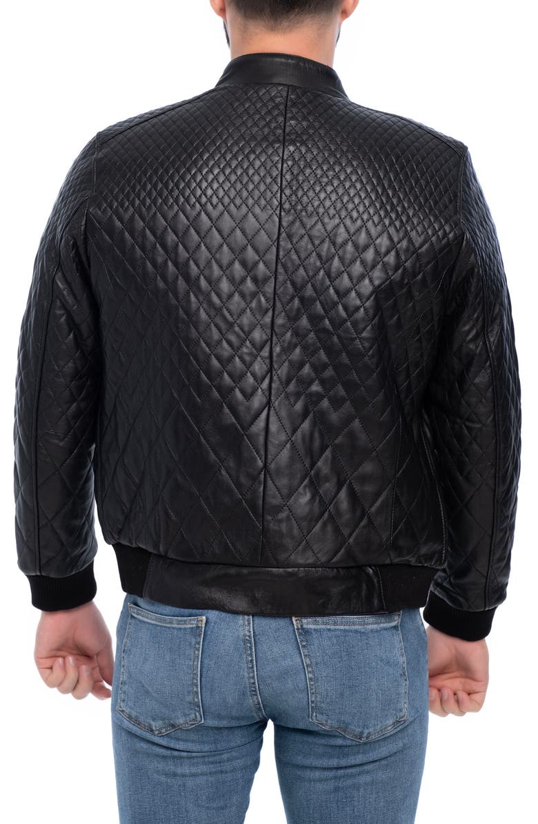 VELLAPAIS Quilted Leather Bomber Jacket, Alternate, color, Black