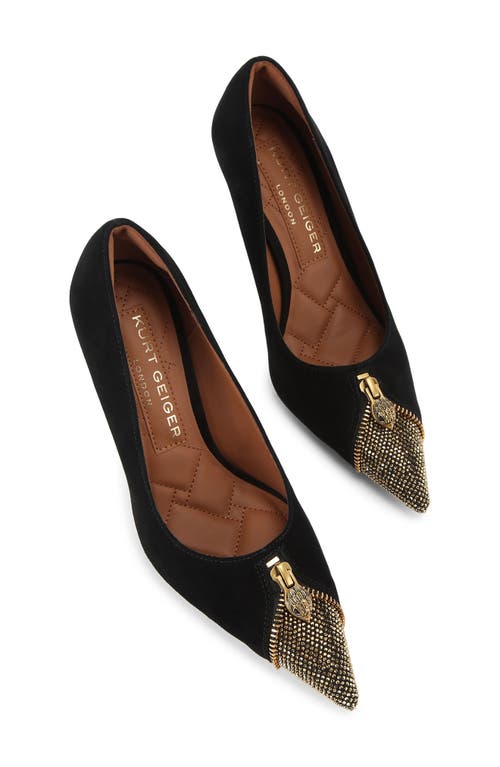 Kurt Geiger 95mm Zip Court Crystal Embellished Pumps In Black