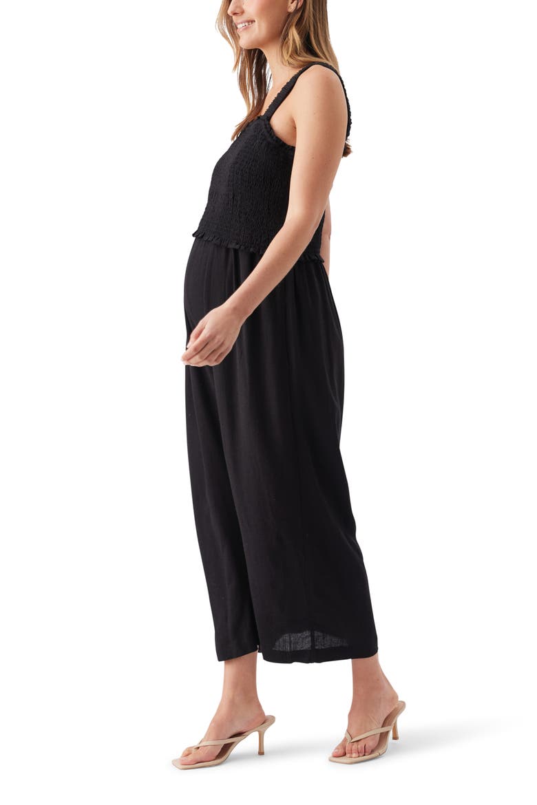 Tilda Smocked Maternity and Nursing Jumpsuit, Alternate, color, Black
