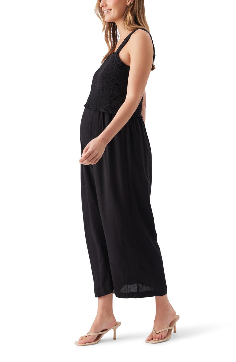 Ripe Maternity Tilda Smocked Maternity and Nursing Jumpsuit, Alternate, color, Black