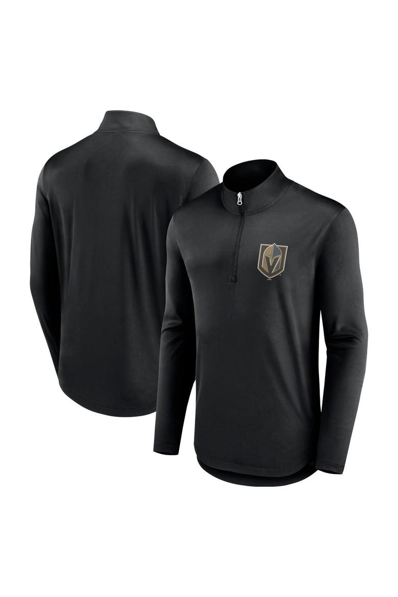 Men's Fanatics Branded Black Vegas Golden Knights Mock Neck Quarter-Zip Top, Main, color, Black