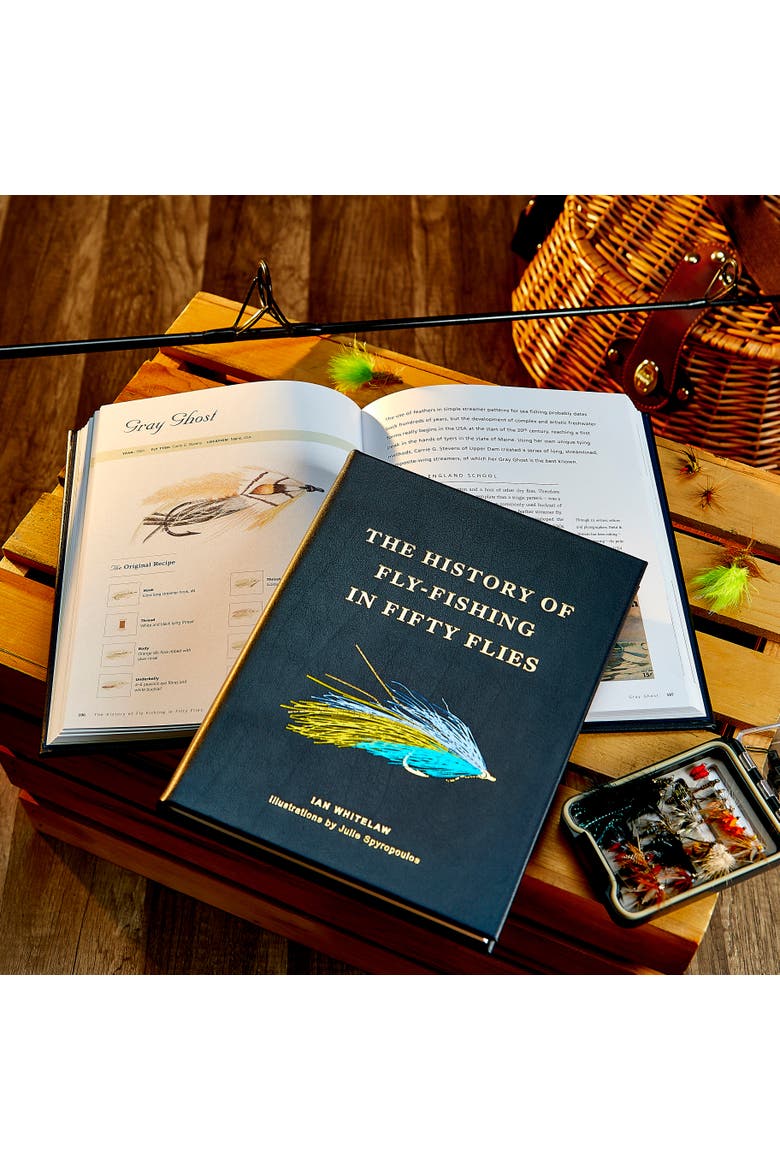 The History of Fly Fishing in Fifty Flies Leather Edition, Alternate, color, Navy
