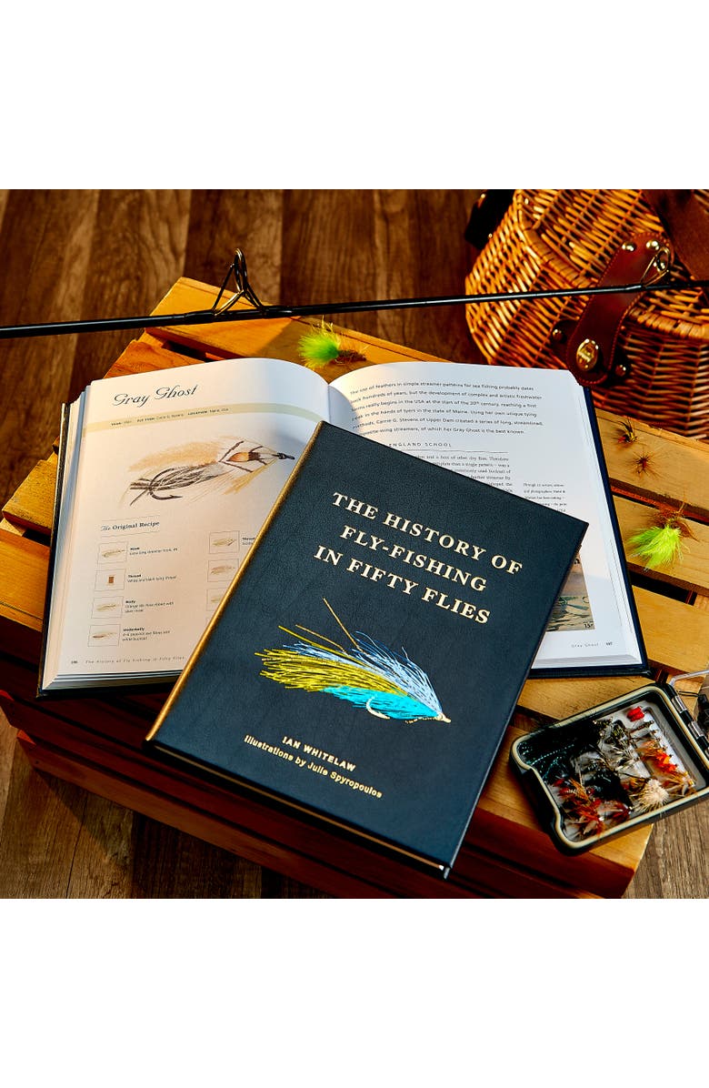 Graphic Image The History of Fly Fishing in Fifty Flies Leather Edition, Alternate, color, Navy