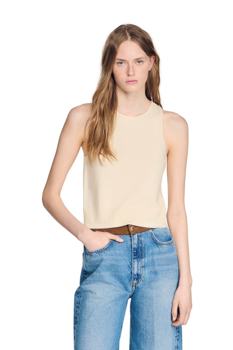 Sleeveless fine knit vest, Alternate, color, Vanilla