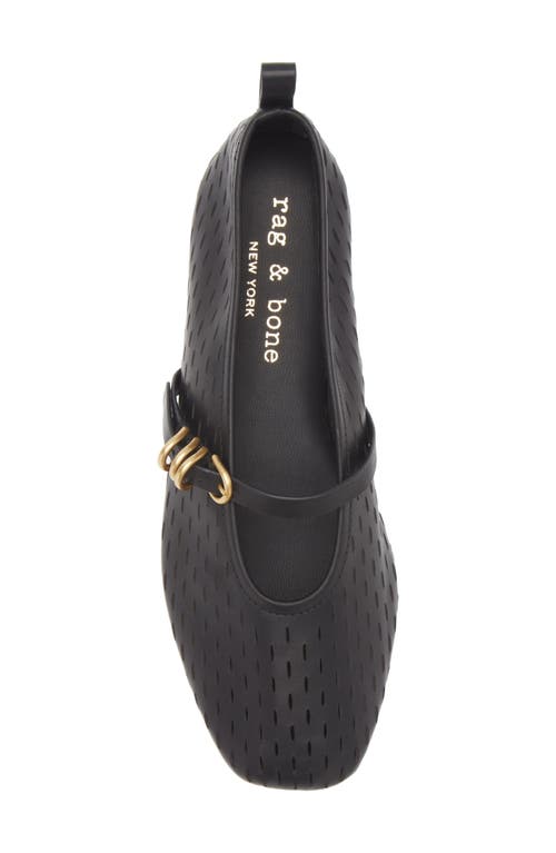 Rag & Bone Black Spire Perforated Leather Mary Jane Ballerina Flats In Black Perforated