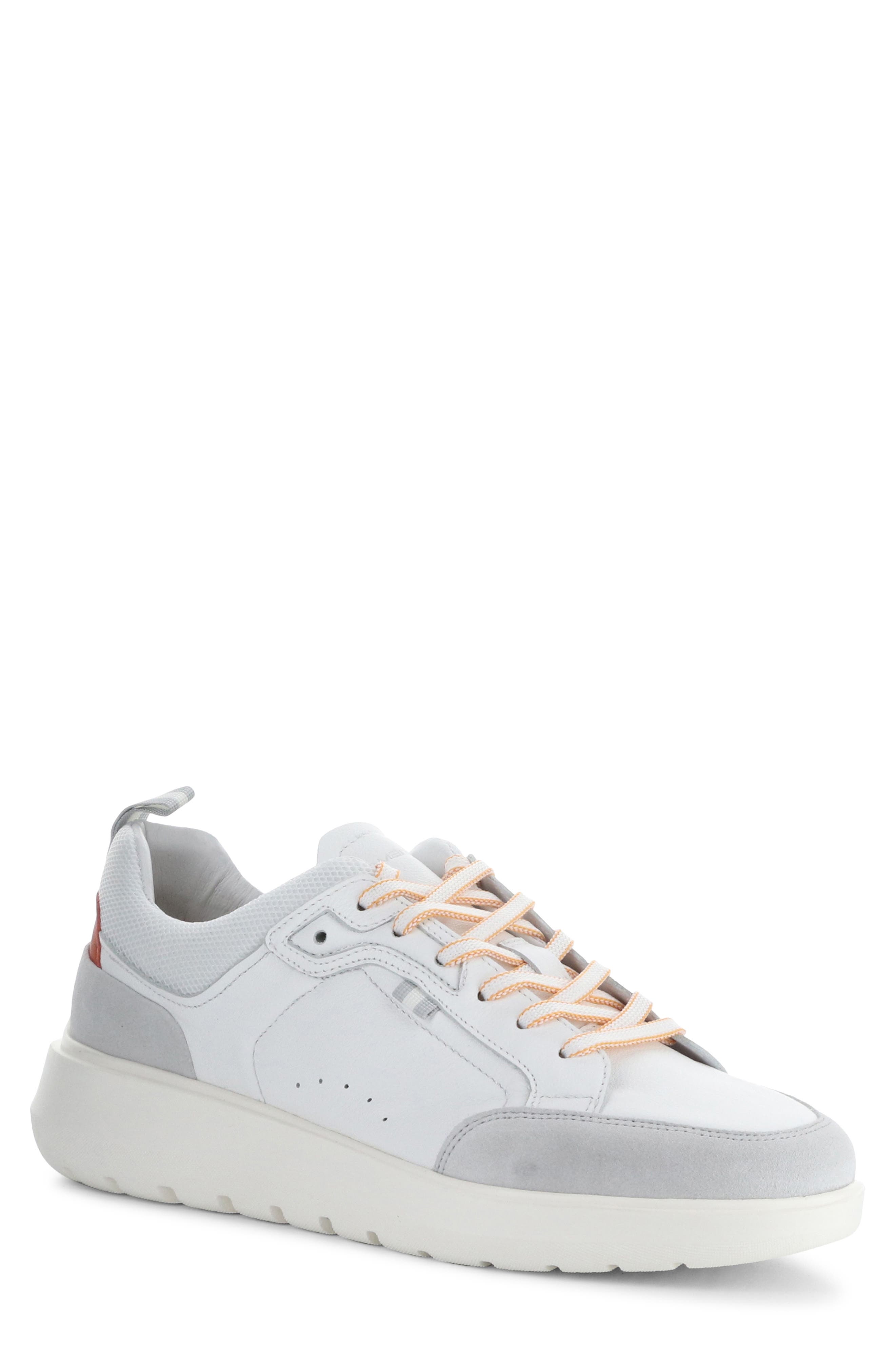 12806 Lug Sole Sneaker, Main, color, WHITE/ ORANGE LEATHER/ SUEDE