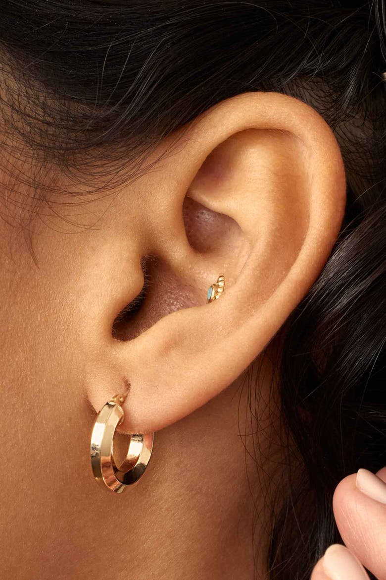 14K Gold Clean Cut Hoops Earrings, Alternate, color, Yellow Gold - 16mm
