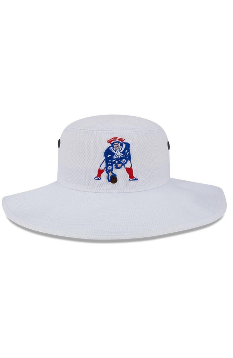 New Era Men's New Era White New England Patriots 2023 NFL Training Camp Throwback Panama Bucket Hat, Alternate, color, White