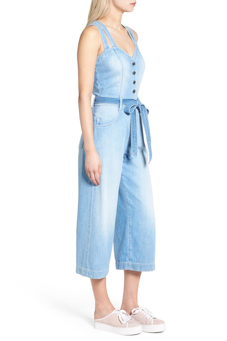 7 For All Mankind® Denim Culotte Jumpsuit, Alternate, color, LUXE LOUNGE COASTAL BLUE