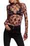 Printed Lady Sheer Embroidered Long Sleeve Top