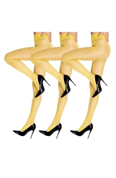3 Pairs of Glossy Sheer Tights