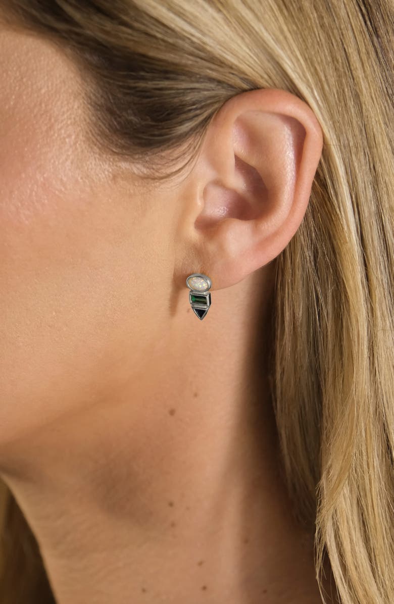 Sterling Forever Lana Opal & Cubic Zirconia Stud Earrings, Alternate, color, Silver