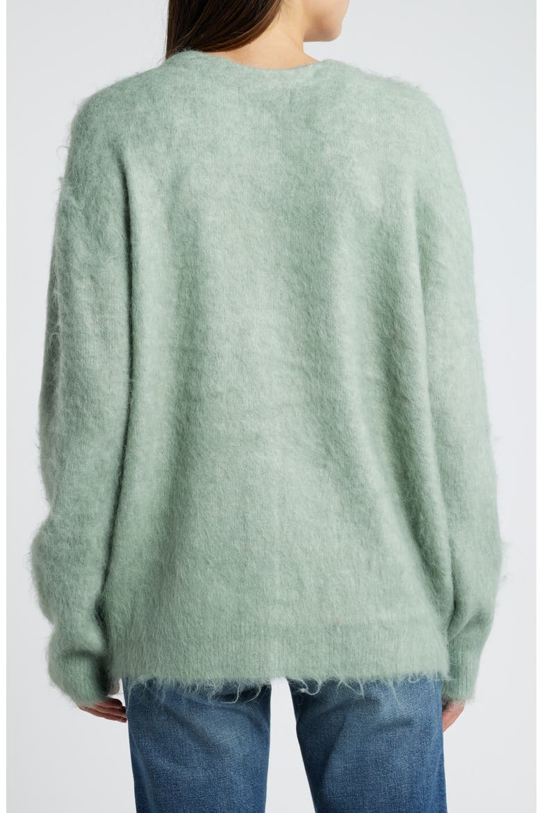 Fuzzy Oversize Cardigan, Alternate, color, GREEN SHORE