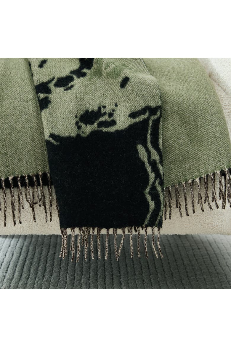 Chuks Collins Threaded Roots Wool Throw Blanket, Alternate, color, Green