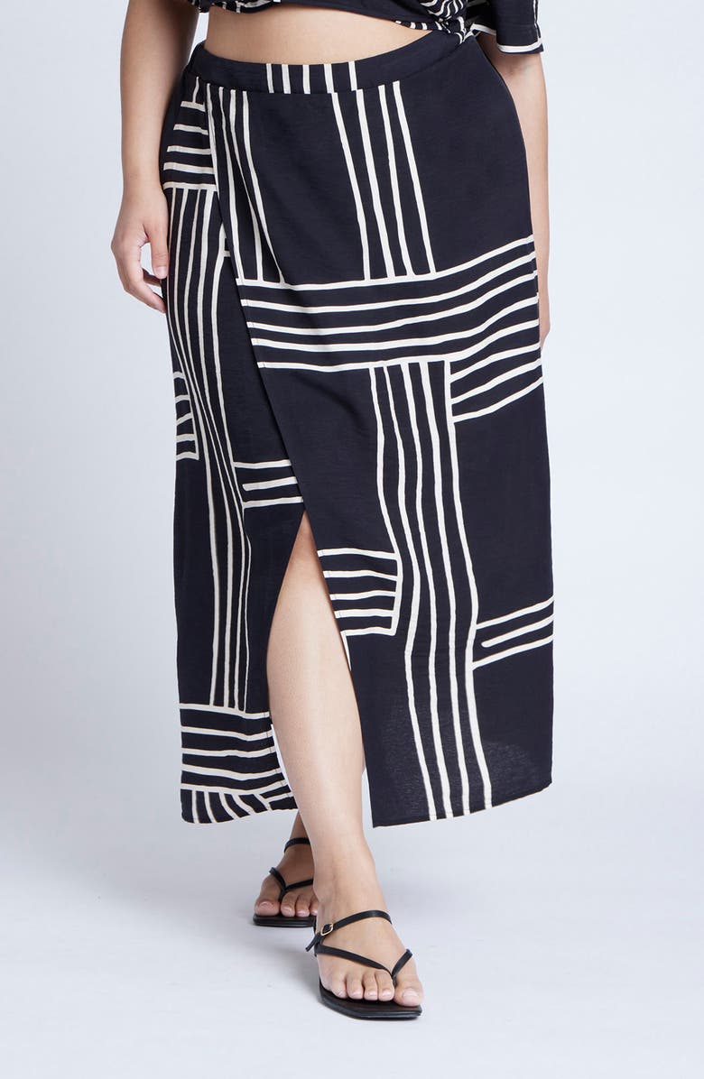 ELOQUII Faux Wrap Midi Skirt, Main, color, 