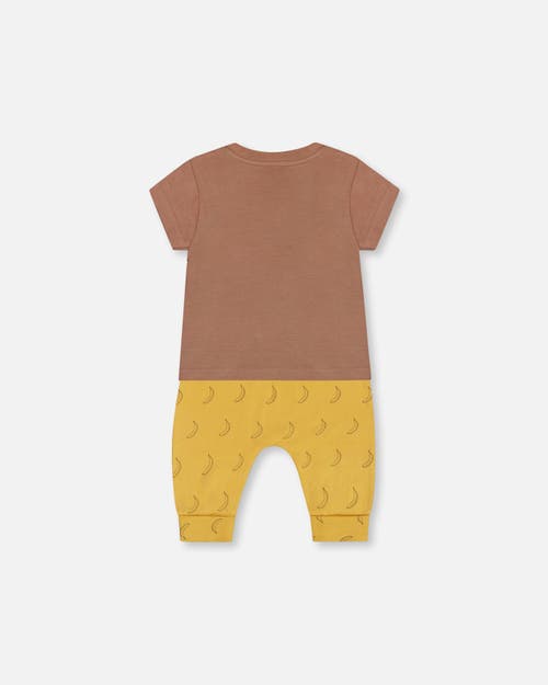 Deux Par Deux Baby Boy's Printed Organic Cotton Top And Pant Set Yellow Bananas And Brown In Yellow Bananas And Brown