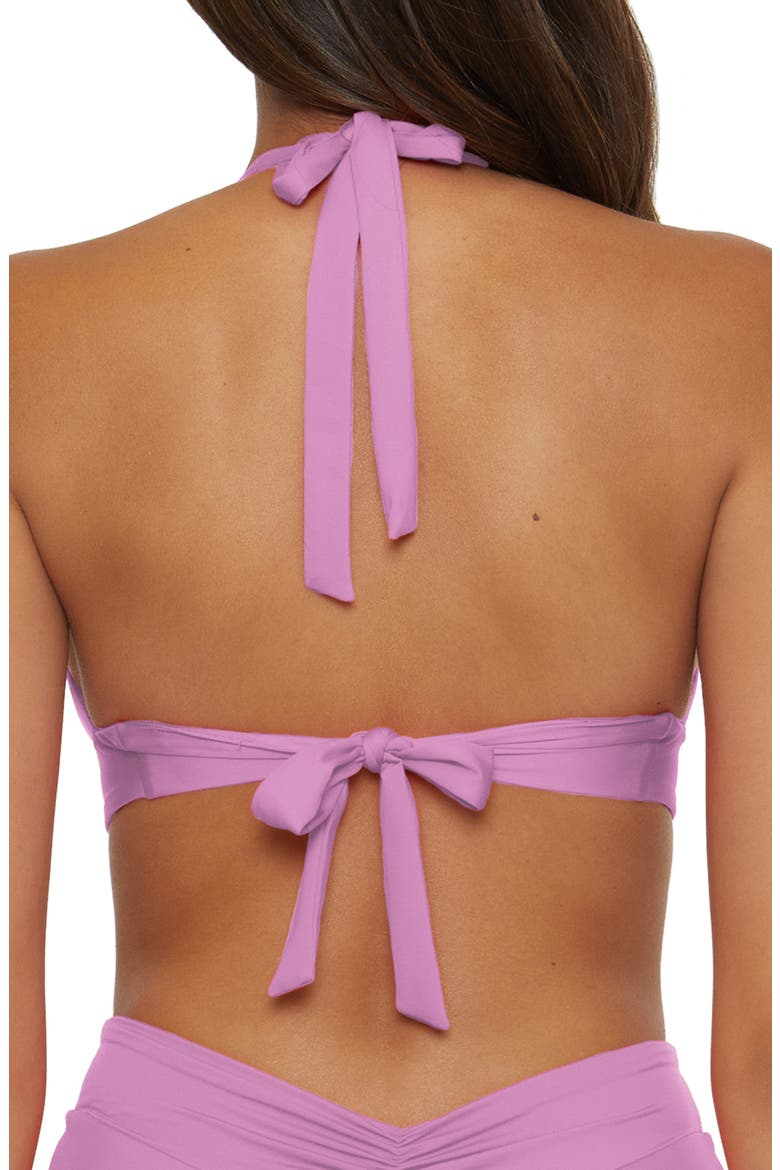 Shirred V-Wire Halter Bikini Top, Alternate, color, MALVA