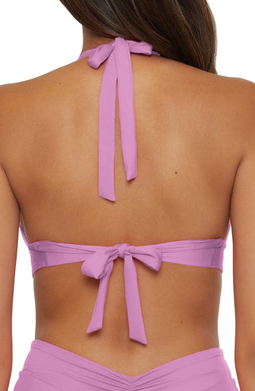 Becca Shirred V-wire Halter Bikini Top In Malva