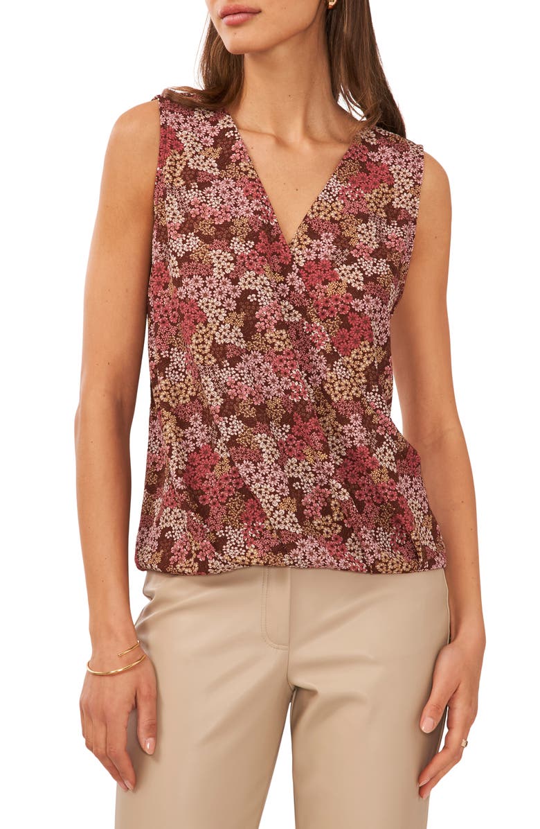 Halogen<sup>®</sup> Floral Print Surplice Sleeveless Blouse, Main, color, 