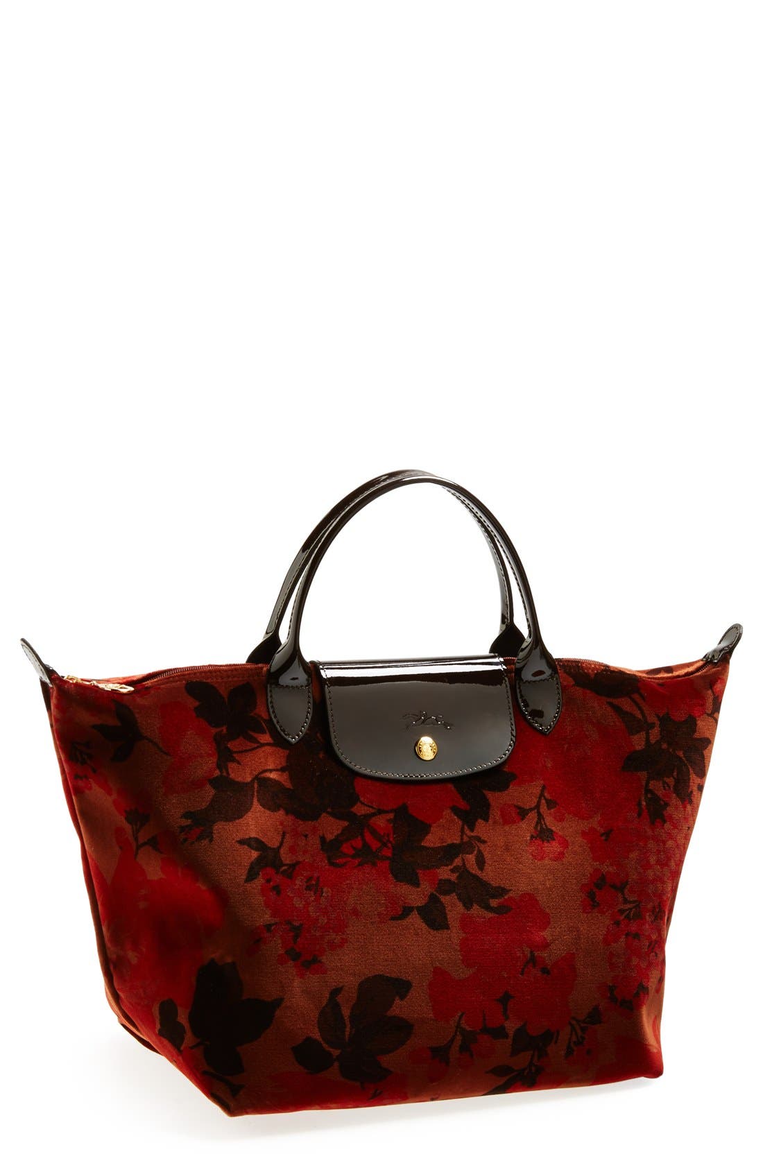 'Fleurs Palace' Velvet Tote, Main, color, MAHOGANY