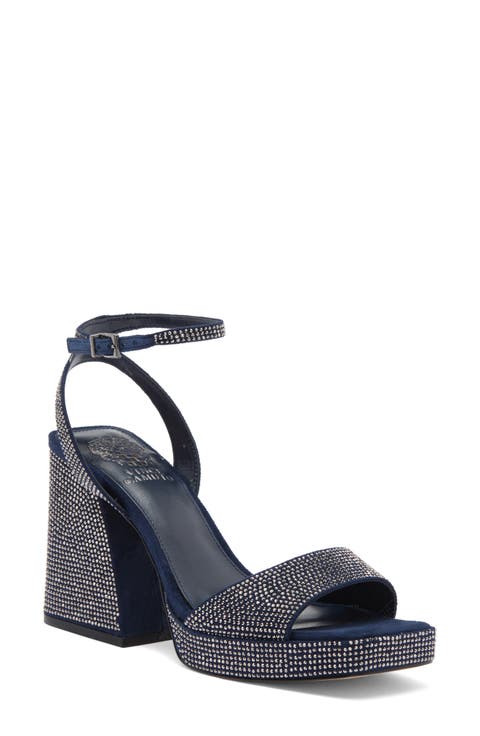 Pilannaa Rhinestone Block Heel Sandal (Women)