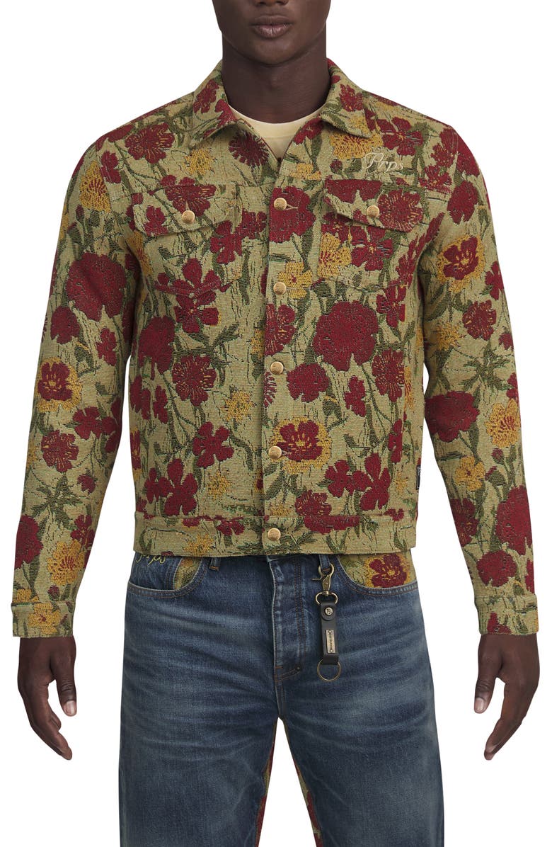 PRPS Deer Valley Floral Jacquard Tapestry Trucker Jacket, Main, color,